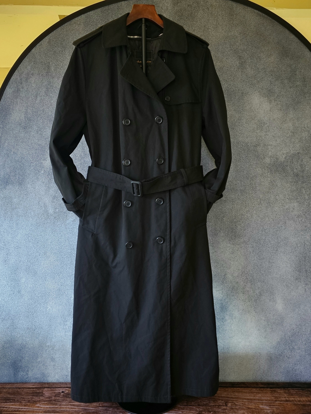 Anchor Uniform Darien Double-Breasted Trench Coat Black Women's 10 Tall EUC